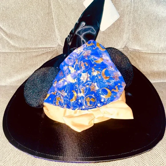 Official Disney Store Witch Hat Purple Sheer Metallic Gold Star Moon Bow SOLDOUT - Picture 5 of 11
